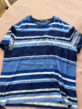 Polo by Ralph Lauren Blue Multi‑Striped Short Sleeve Tee